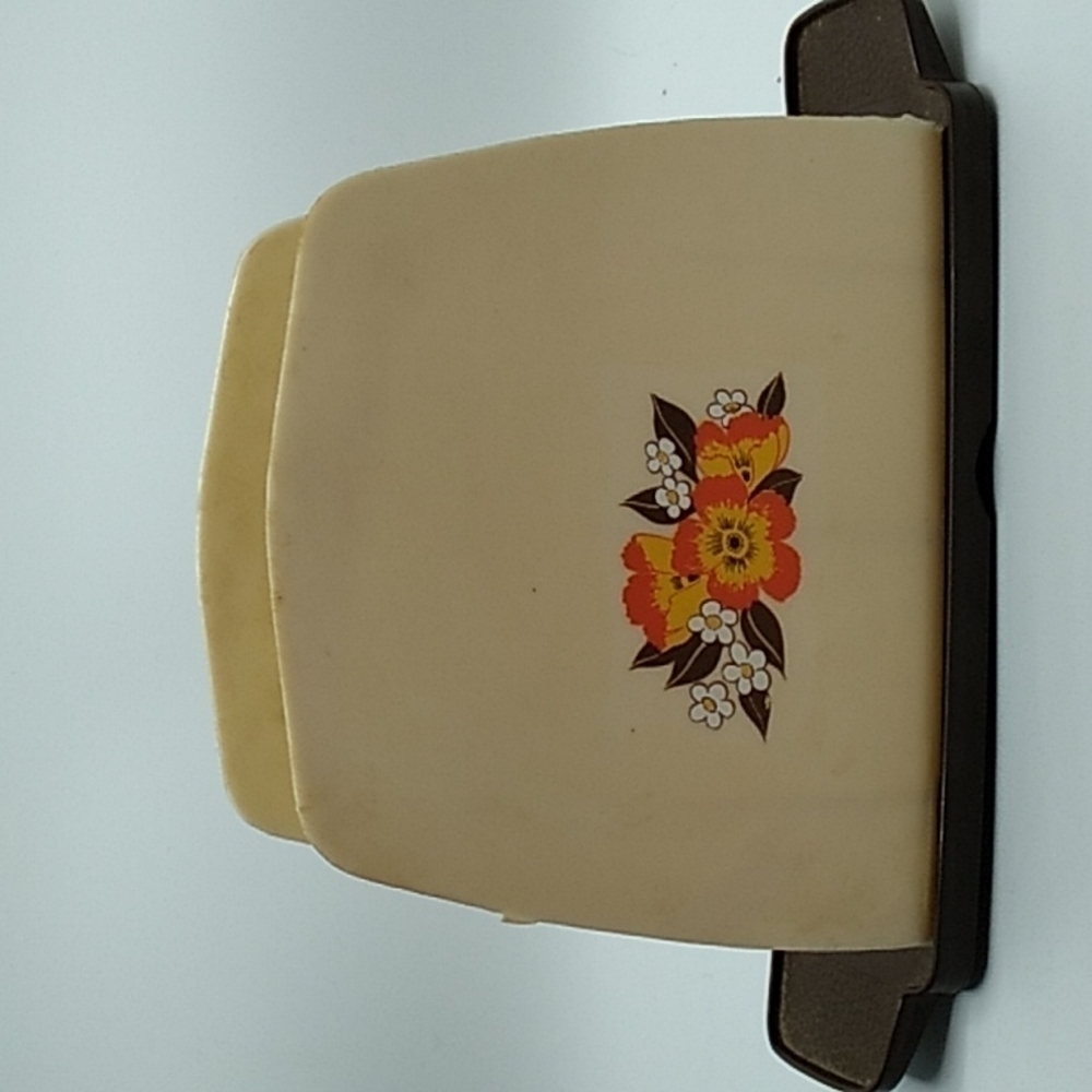 Vintage farmhouse orange brown napkin holder melamine plastic